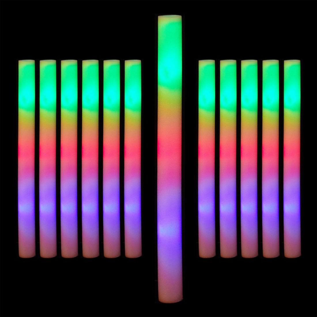 LOT DE 3 BATONS EN MOUSSE LUMINEUX LED 3 COULEURS