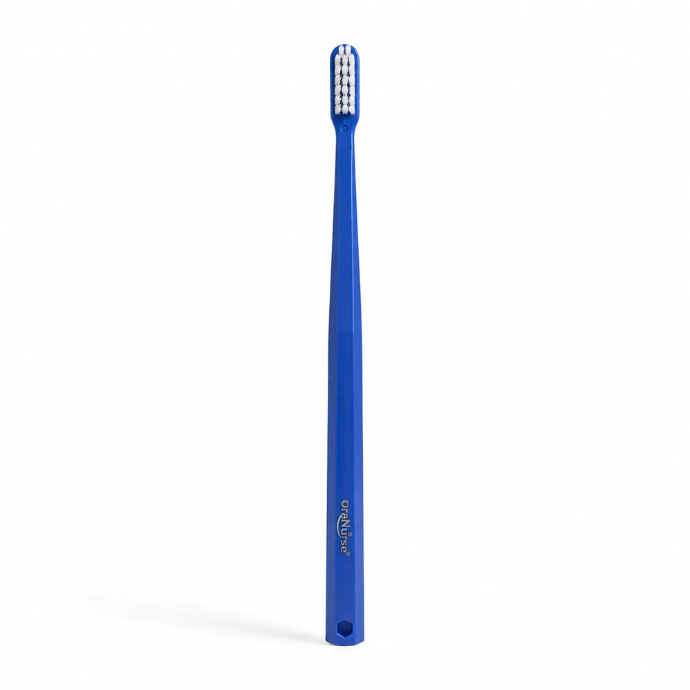 Brosse à dents bleue OraNurse à tête extra-fine et poils souples