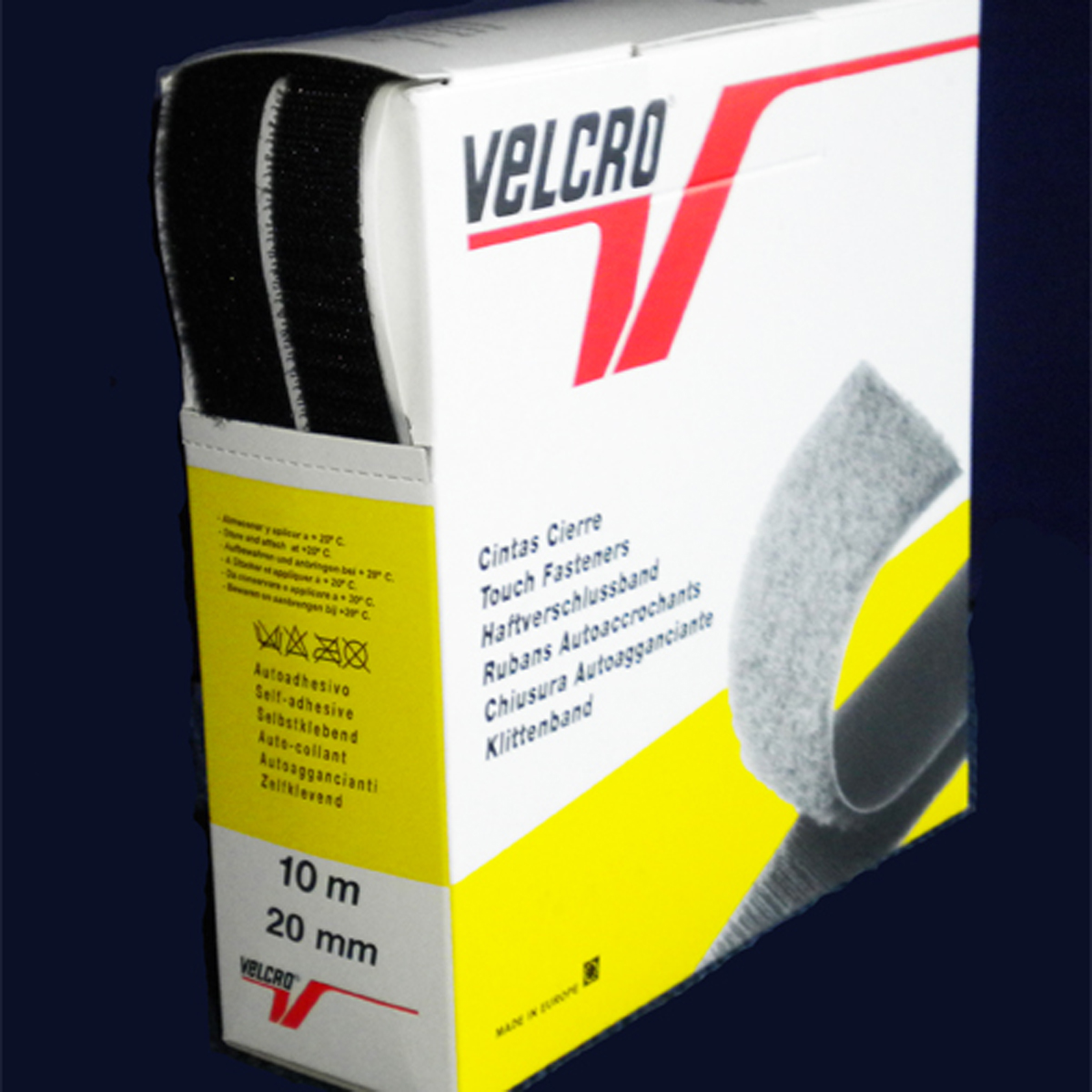 Velcro® adhésif en boîte distributrice NOIR 10 mètres