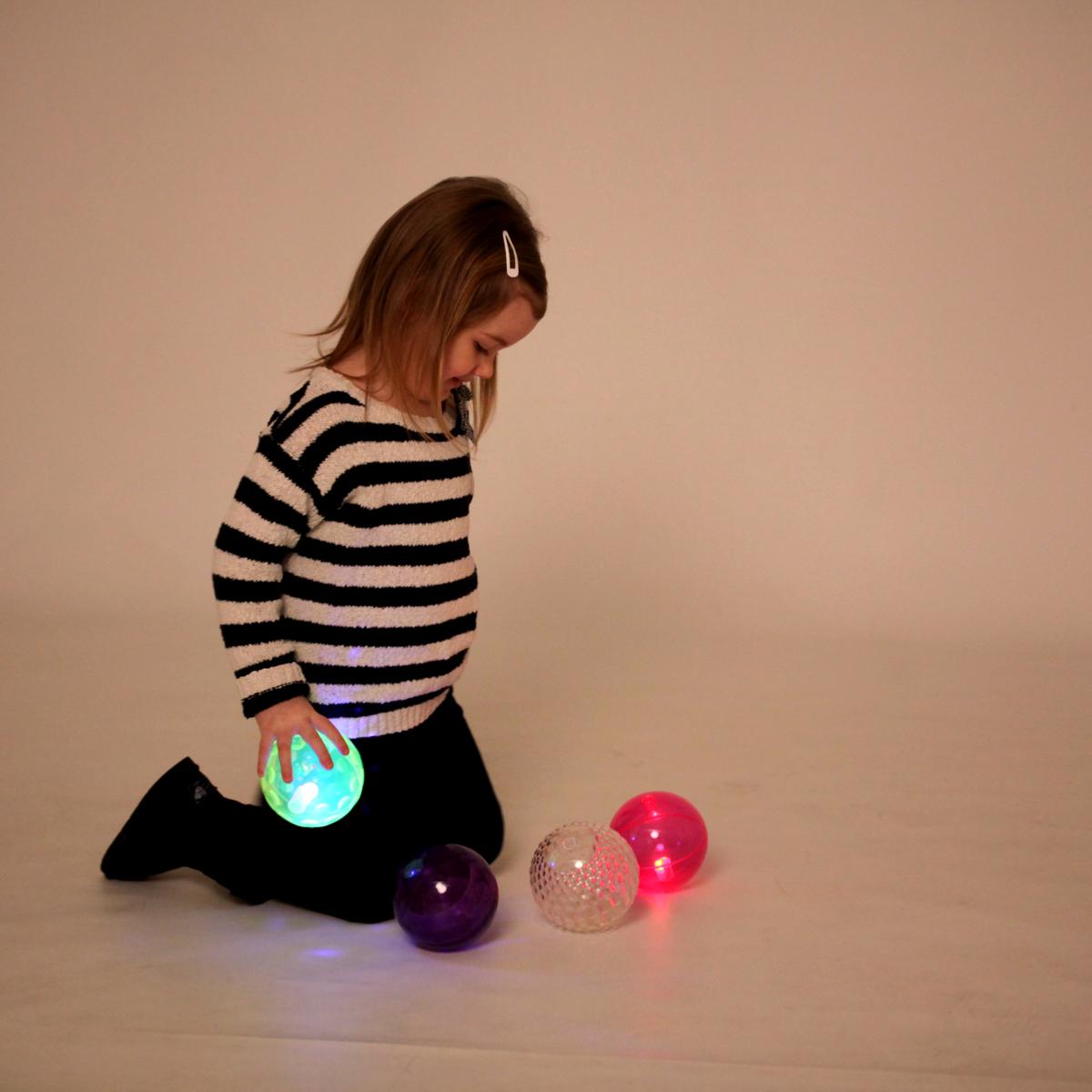 Balle de massage scintillante pour enfants, balle lumineuse