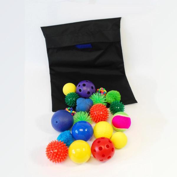 Lot de 20 balles sensorielles + sac de rangement