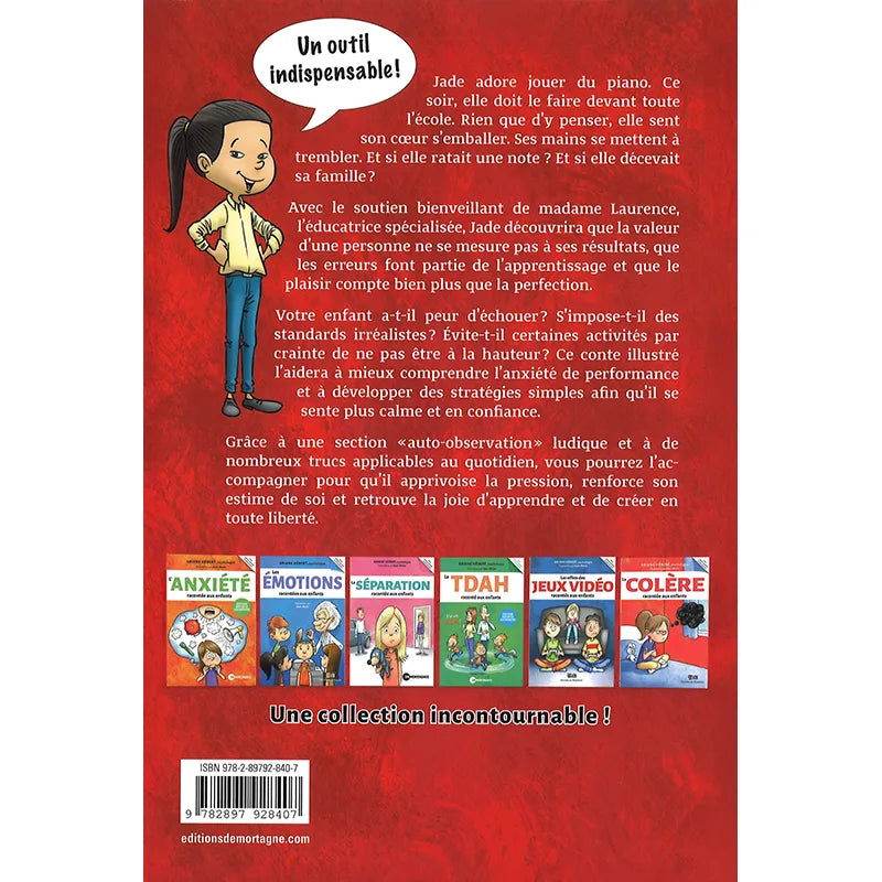 Quatrième de couverture du livre « L’anxiété de performance racontée aux enfants » d’Ariane Hébert
