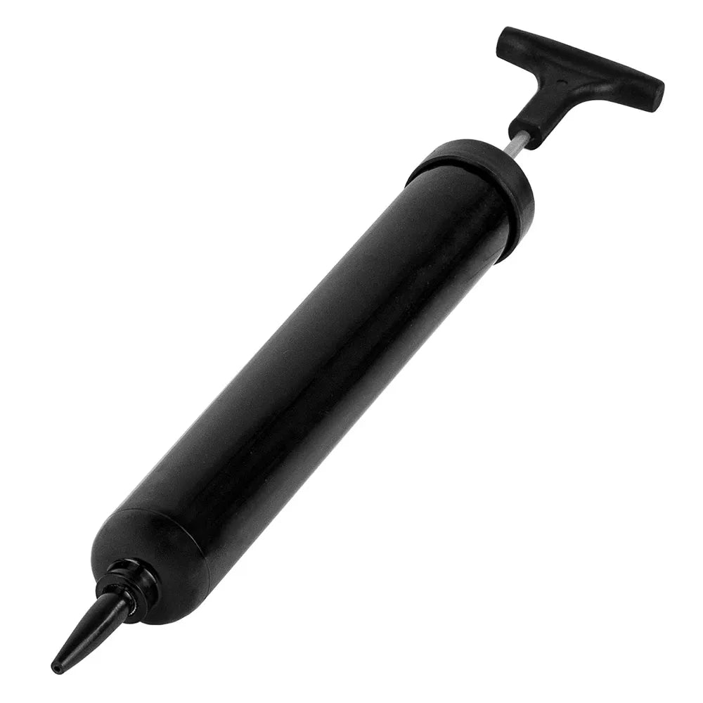 Pompe manuelle noire avec embout pour gonfler les balles et ballons sensoriels.