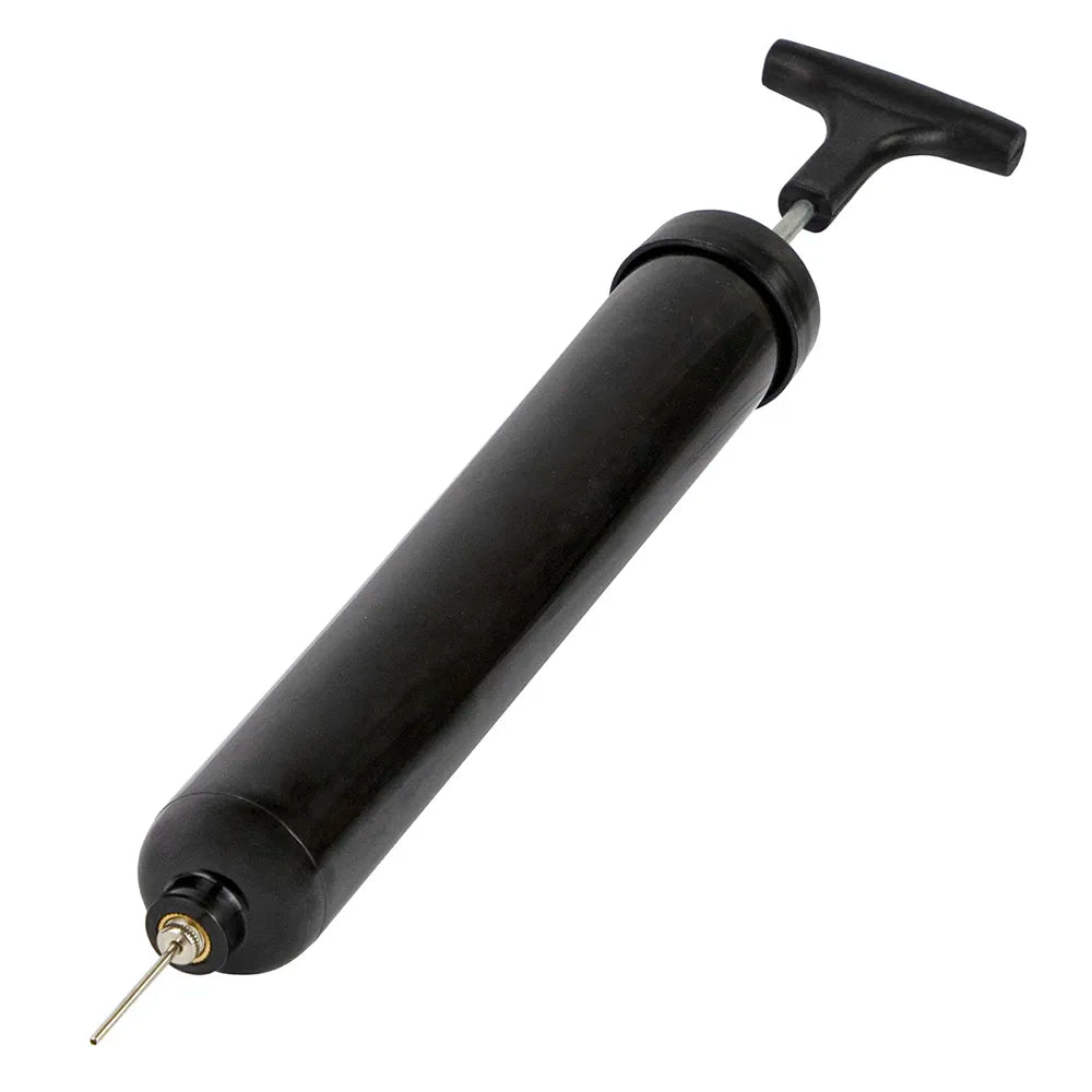 Pompe manuelle noire avec aiguille pour gonfler les balles et ballons sensoriels.