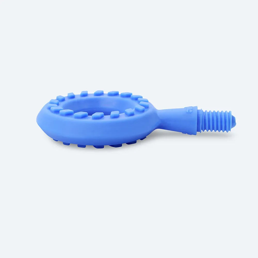 Embout rond bleu ARK pour Z‑Vibe avec reliefs sensoriels, vu de profil.