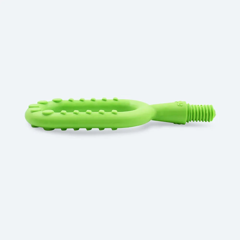 Embout ARK ovale vert pour Z‑Vibe avec picots sensoriels, vu de profil.