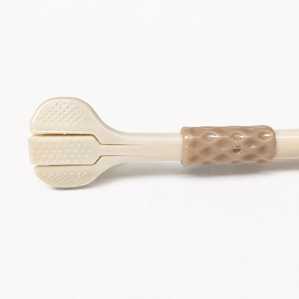 Brosse à dents à trois têtes vue de dos