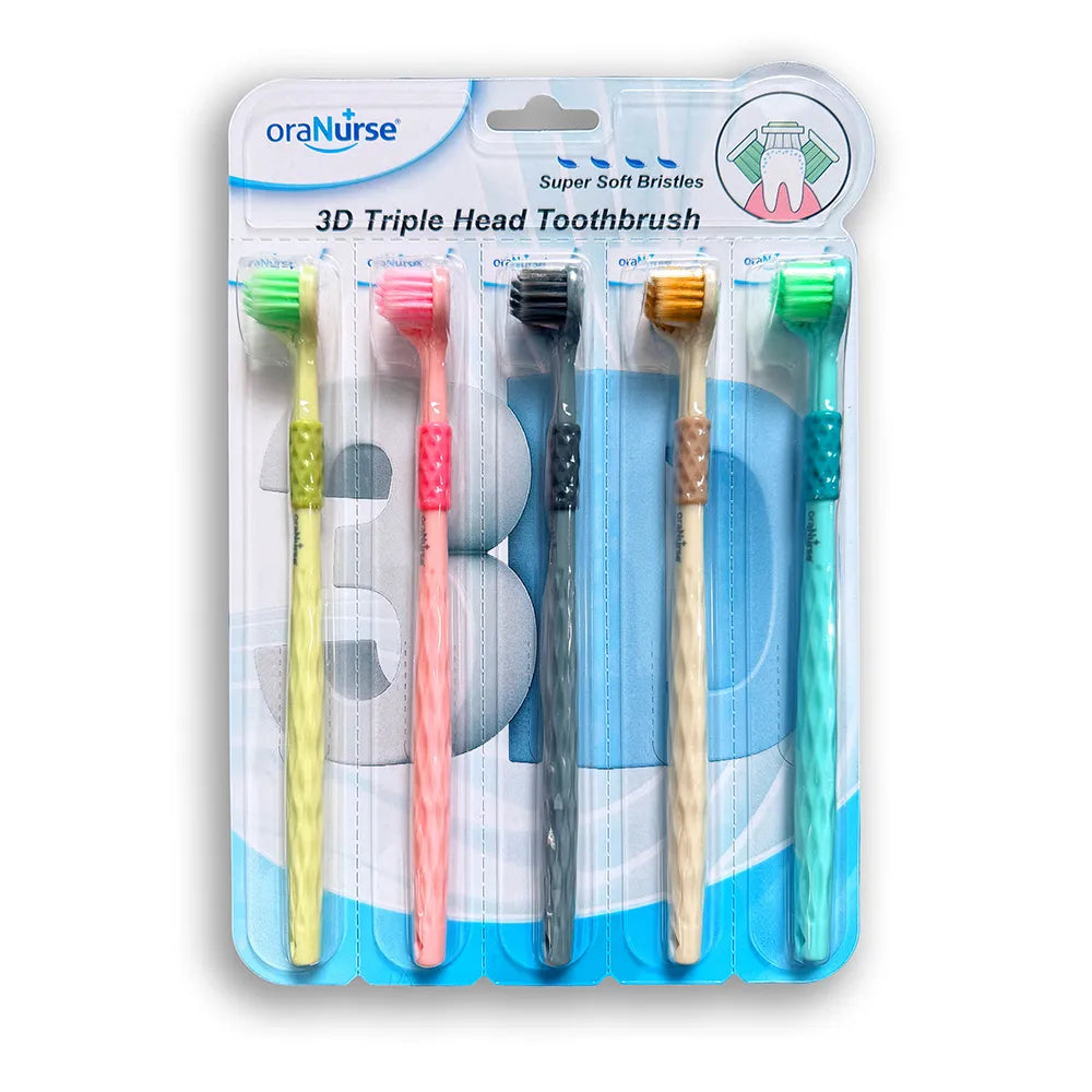 Lot de 5 brosses à dents 3 têtes OraNurse sous blister