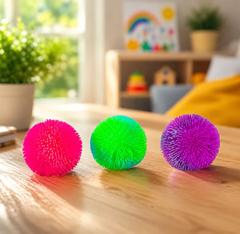 Balle pompon déformable bicolore