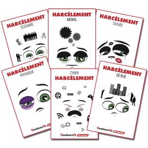 Le jeu Emoticartes HARCELEMENT donne  la personne des outils concrets pour tenter de rpondre  une situation de harclement.